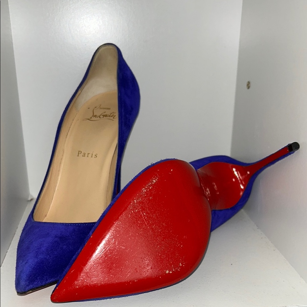 Christian Louboutin Blue Suede Heels